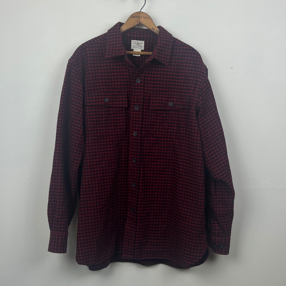 LL Bean Flannel Shirt Large Red Black Heritage Prep Gorpcore 277981